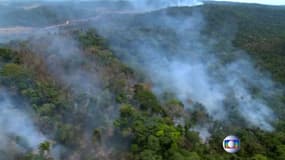 Images aériennes de la forêt amazonienne en train de brûler. -