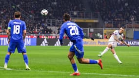 Le coup franc somptueux de Lucas Digne lors d'Italie-France (1-3, Ligue des Nations), le 17 novembre 2024