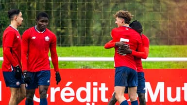 Les jeunes de Lille célèbrent un but contre le Sturm Graz en Youth League, le 11 décembre 2024