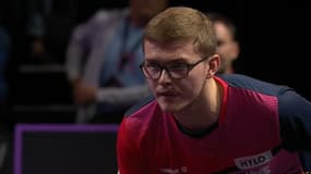 Alexis Lebrun lors de son huitième de finale au WTT de Montpellier, 25 octobre 2024