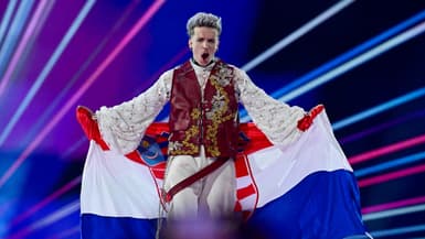 Le chanteur croate Baby Lasagna lors de la finale de l'Eurovision le 11 mai 2024