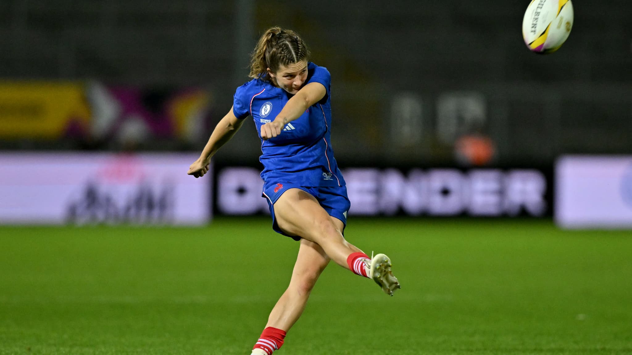 Morgane Bourgeois face à l'Italie pendant la Coupe du monde de rugby féminine 2025, le 23 août 2025. Morgane Bourgeois face à l'Italie pendant la Coupe du monde de rugby féminine 2025, le 23 août 2025.
