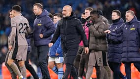 La colère de Pep Guardiola après le match Manchester City-Tottenham (3-3, Premier League), le 3 décembre 2023