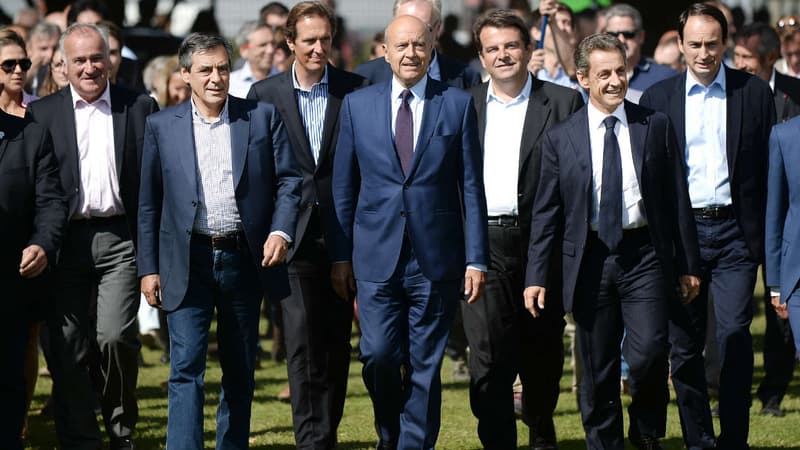 Alain Juppé, Nicolas Sarkozy et François Fillon lors des journées d'été du parti Les Républicains à La Baule.