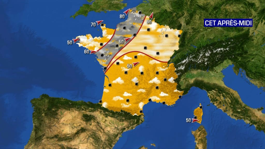 La météo du mardi 25 août: temps perturbé de la Bretagne vers le Nord ...