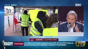 'Gilets jaunes': Aurore, auditrice RMC: "On demande plus de pouvoir d'achat, moins de taxes. Et surtout, il faut continuer la mobilisation."