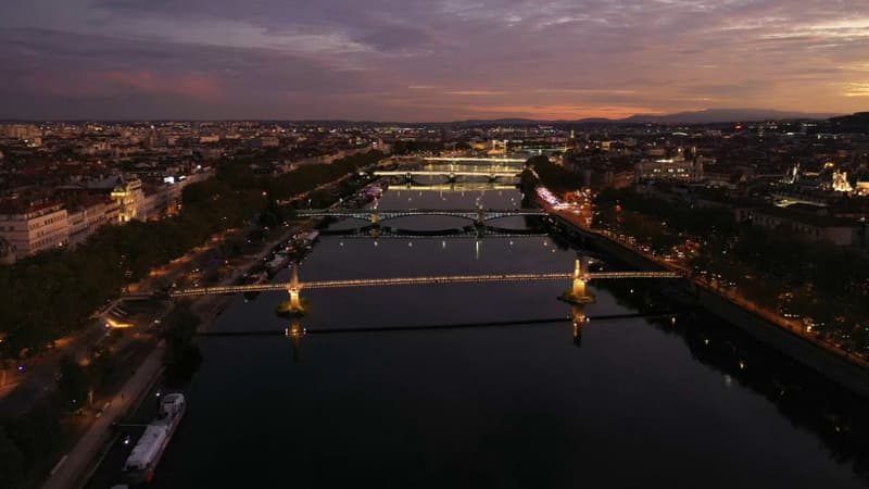 Plan aérien de la ville de Lyon.
