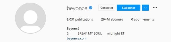 Beyoncés Instagram-Biografie, 20. Juni 2022.