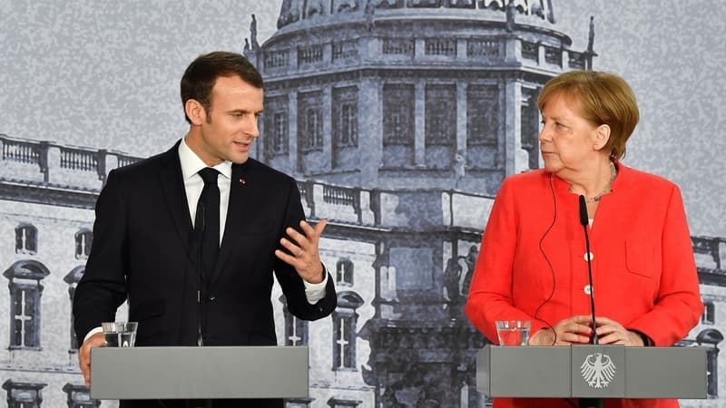 Le président français Emmanuel Macron et la chancelière allemande Angela Merkel, à Berlin le 19 avril 2018.