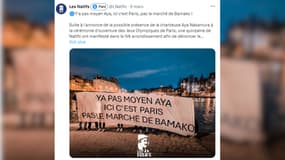 La publication des Natifs le 9 mars sur le réseau social X (anciennement Twitter) d'une photo de banderole raciste à l'encontre de la chanteuse Aya Nakamura,