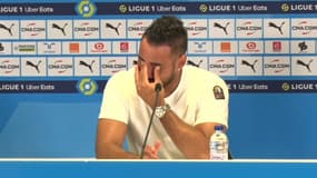 Dimtri Payet en larmes, à Marseille le 21 juillet 2023