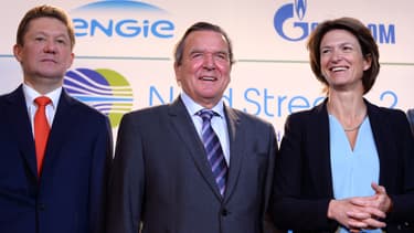 En 2017, le plan de financement de Nord Stream 2 a été validé par Alexeï Miller président de Gazprom, l'ex-chancelier allemand Gerhard Schroeder qui travaille désormais pour le groupe russe et Isabelle Kocher, présidente d'Engie