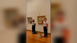 Le "Printemps" de Claude Monet a été aspergé de soupe par deux militantes écologistes du collectif Riposte Alimentaire, au musée des Beaux-Arts de Lyon, ce samedi 10 février.
