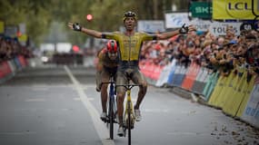 Christophe Laporte a l'arrivée de Paris-Tours, le 06 octobre 2024