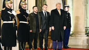 De gauche à droite Volodymyr Zelensky, Emmanuel Macron et Donald Trump, le 7 septembre 2024, à l'Elysée, à Paris