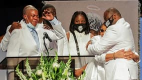 Les membres de la famille de George Floyd lors de ses funérailles, le 9 juin 2020 à Houston (photo d'illustration)