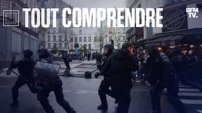 Des manifestants s'opposent aux forces de l'ordre ce vendredi 14 avril à Paris.