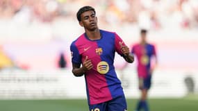 Lamine Yamal lors du match entre le Barça et Valladolid (7-0, Liga), le 31 août 2024