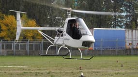 L'hélicoptère électrique Volta lors de son vol inaugural le 19 octobre 2016 sur les terrains de l'héliport de Paris à Issy-les-Moulineaux. 
