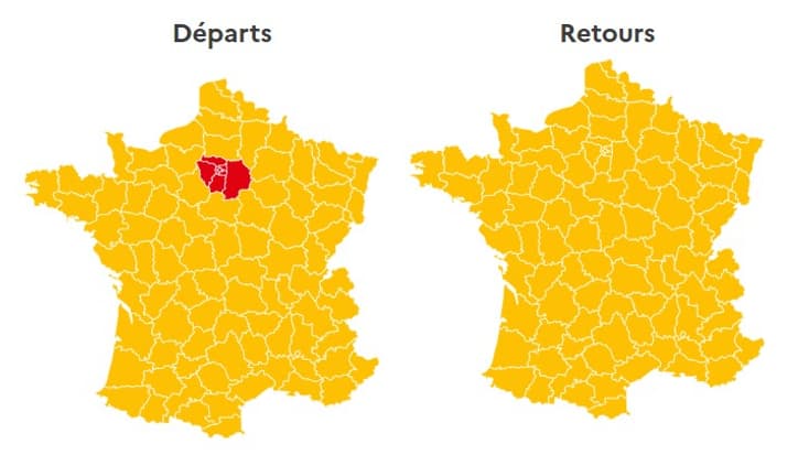 La journée est classée rouge dans le sens des départs en Ile-de-France.