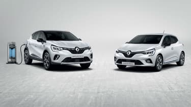 Le Captur hybride rechargeable et la Clio hybride "classique".