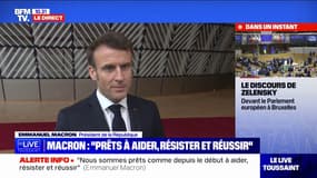 Emmanuel Macron depuis Bruxelles: "Il nous faut continuer à apporter le soutien militaire à l'Ukraine"
