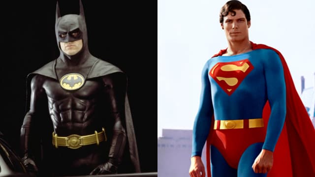Michael Keaton dans la peau de Batman, Christopher Reeve dans celle de Superman