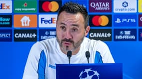 Roberto De Zerbi en conférence de presse avant le match de Ligue des champions OM-Ajax -le 29/09/2025