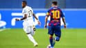 David Alaba et Lionel Messi, à Lisbonne le 14 août 2020
