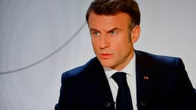 Emmanuel Macron lors d'une interview à l'Élysée le 14 mars 2024