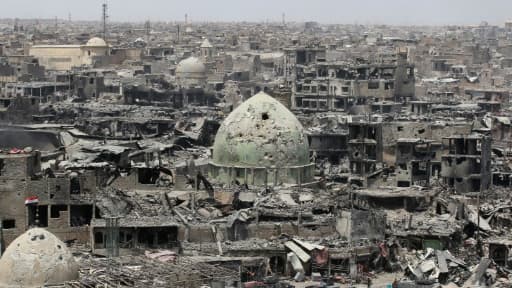 La ville irakienne de Mossoul détruite, le 9 juillet 2017