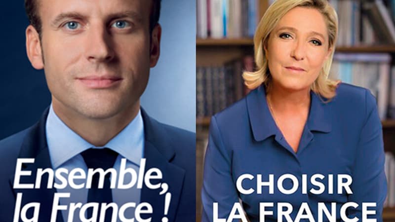 Marine Le Pen et Emmanuel Macron ont révélé mercredi de nouveaux visuels pour leur campagne. 