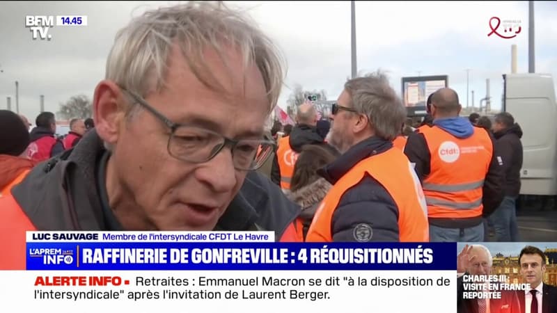 Retraites: après la réquisition de 4 salariés, les manifestations se poursuivent devant la raffinerie de Gonfreville-l'Orcher