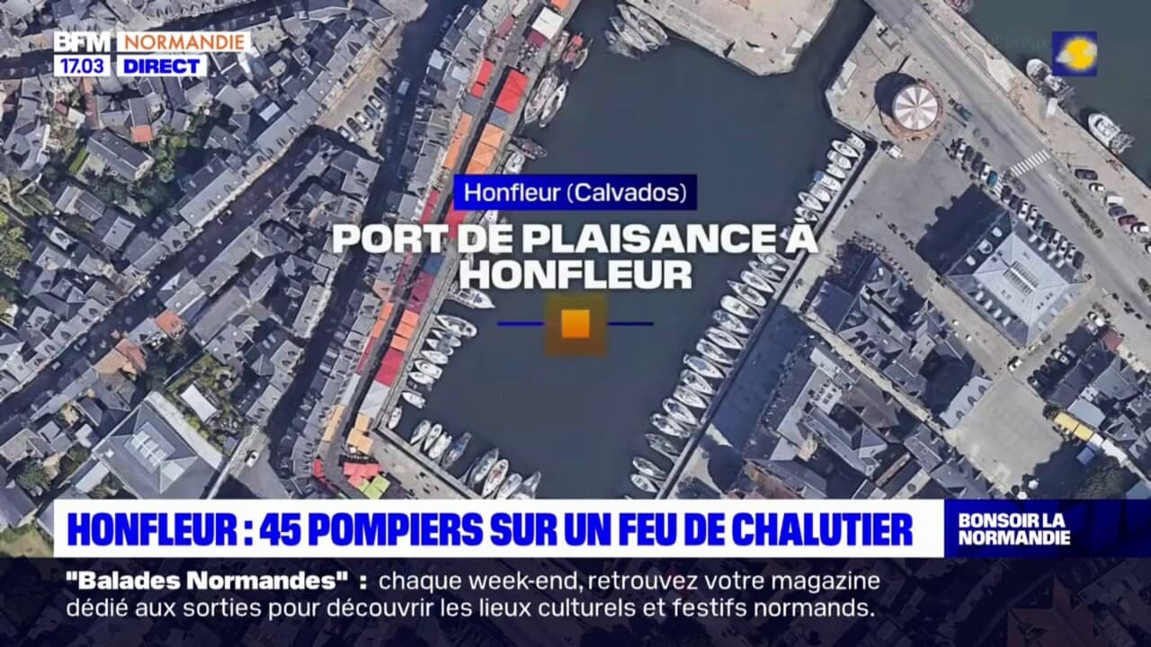 Honfleur un chalutier de 12 mètres prend feu dans le port de plaisance