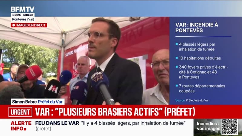 Incendie dans le Var: "Le bilan humain est de quatre blessés par inhalation de fumée", confirme le préfet