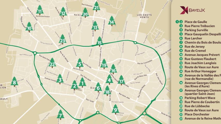 23 enclos à sapins sont disposés dans toute la ville de Bayeux jusqu'au 13 janvier. 23 enclos à sapins sont disposés dans toute la ville de Bayeux jusqu'au 13 janvier.
