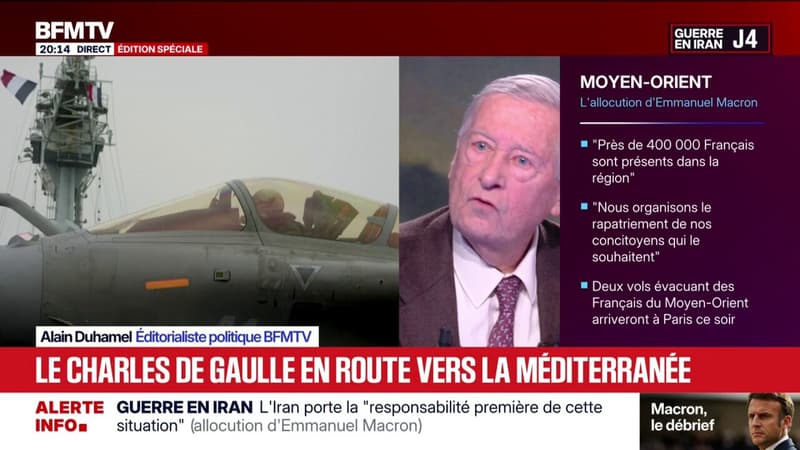 Moyen-Orient: "L'arrivée du porte-avions Charles de Gaulle, c'est le déploiement du plus grand symbole de la puissance militaire française", assure Alain Duhamel, éditorialiste