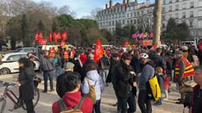 Rassemblement à Lyon contre la réforme des retraites.