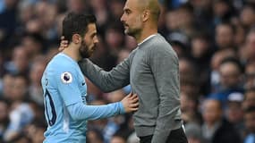Bernardo Silva et Pep Guardiola