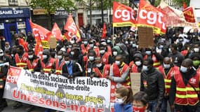 Le cortège de la CGT, lors des manifestations du 1er mai 2021 à Paris