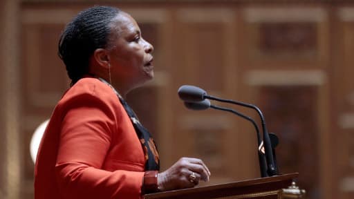 Christiane Taubira à la tribune du Sénat, jeudi 4 avril 2013