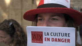 Intermittents du spectacle à Aix-en-Provence, le 14 juin 2014.