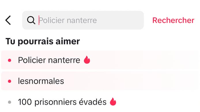 Les suggestions de la plateforme TikTok, ce 30 juin 2023