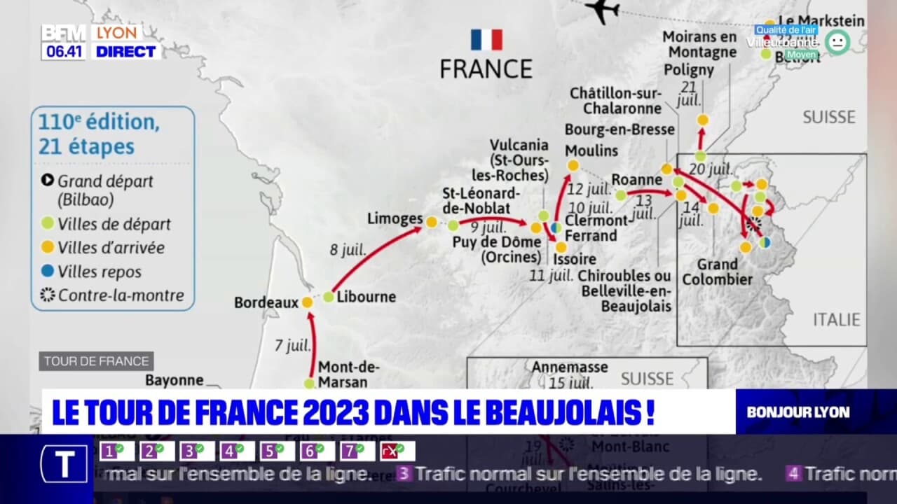 parcours tour de france 2023 belleville en beaujolais