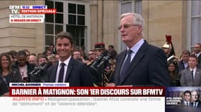 "Vous me permettrez d'ajouter ma propre valeur ajoutée": Michel Barnier répond à Gabriel Attal lors de la passation de pouvoir