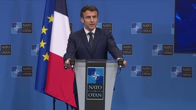 Emmanuel Macron, le 24 mars 2022 à Bruxelles (Belgique) à l'issue du sommet du G7.