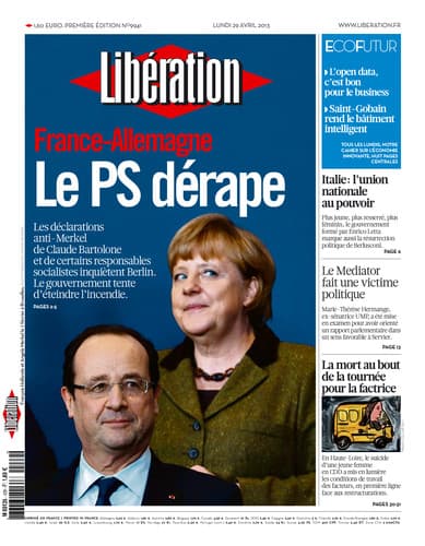La une du quotidien éLibération", lundi 29 avril 2013 La une du quotidien éLibération", lundi 29 avril 2013