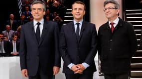François Fillon, Emmanuel Macron et Jean-Luc Mélenchon.