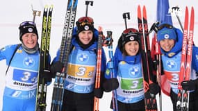 Biathlon (Östersund) : "Du haut niveau", se félicite Chevalier-Bouchet après la victoire du relais français