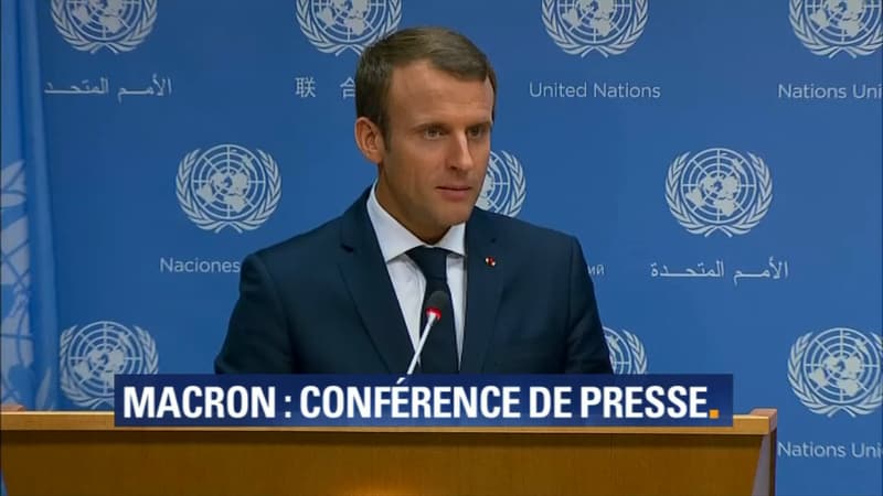 Emmanuel Macron recadre une journaliste de LCI lors d'une conférence de presse aux Nations unies.